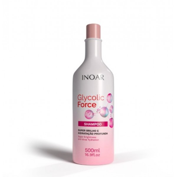 INOAR Glycolic Force Shampoo - šampūnas porėtam plaukui 500ml.