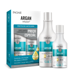 INOAR Argan Infusion Anti-dandruff Protection Duo Kit - riebios ir pleiskanotos galvos odos priežiūros šampūno ir kondicionieriaus rinkinys 500 ml+250 ml