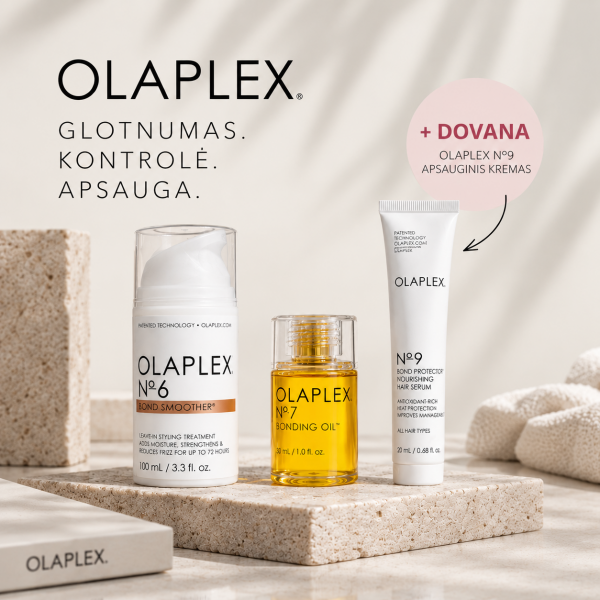 Olaplex No.6 glotninantis kremas, Olaplex No.7 aliejukas + DOVANA Olaplex No.9 serumas